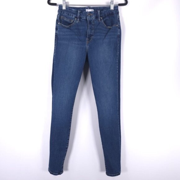 GOOD AMERICAN‎ ORGANIC COTTON/Elastane Skinny Jeans GLDV8737  Blue609 Size 6/28 - Picture 1 of 10